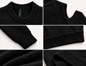 COLD SHOULDER RIBBED KNIT SWEATER
