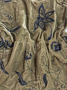 Olive Green Floral Velvet Top