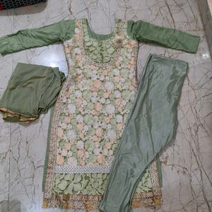 Green Floral Kurta Set