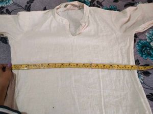 Elegant White Kurta with Black Floral Print