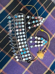 Mirror Work Necklace & Earrings Set