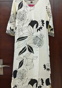 Black &amp; White Floral Kurta Set.