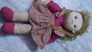 Cute Fabric Doll with Pink Dress