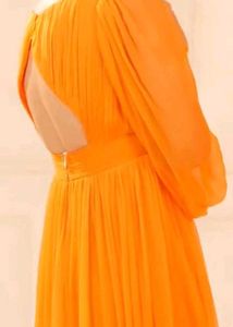 Elegant Orange Maxi Gown Self Designed