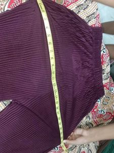 Maroon Pleated Wide-Leg Pants