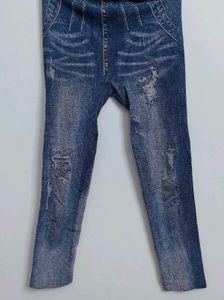 Distressed Denim Print Leggings