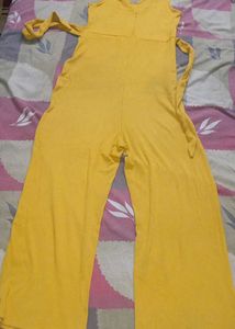Yellow Sleeveless Jumpsuit with Belt