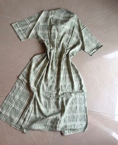 Plaid Button-Down Midi Dress