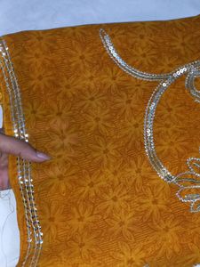 Free Delivery MUSTARD BROWN DOUBLE COLOUR SAREE