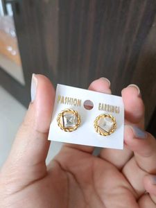 Gold Tone Square Stud Earrings