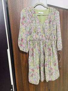 Floral Print Accordian Pleated Dress