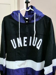💥BUY1GET1💥 IMPORTED black and purple color block anorak hooded sweatshirt
