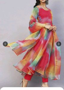 Vibrant Tie-Dye Kurta Set with Dupatta