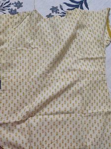 Cream &amp; Olive Printed Kurta Set