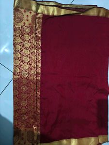 Elegant Red &amp; Gold Silk Saree