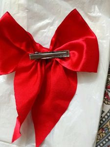 Red Satin Bow Hair Clip
