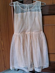 Girl's Cream Colour Net Frock