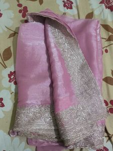 Elegant Pink Saree with Intricate Embroidery