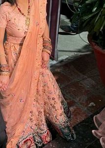 Beautiful Peach Embroidered Lehenga Set