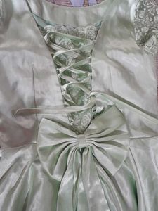 Pista Green Satin Dress