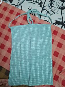 Light Blue Striped Abaya with Naqab