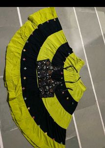 Green Nd Black Navratri Skirt