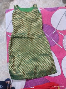 Green Gold Polka Dot Kurta &amp; Pink Pants Set