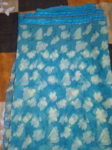 Beautiful Blue Floral Saree