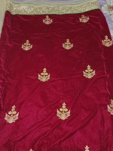 Maroon N Golden Colour Full Party Wear Net Saree With Beautiful Golden Border