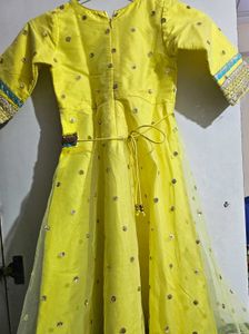 Vibrant Yellow Sequin A line dress