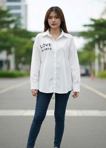 White Graphic Print Shirt women's