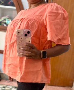 Peach Puff Sleeve Blouse