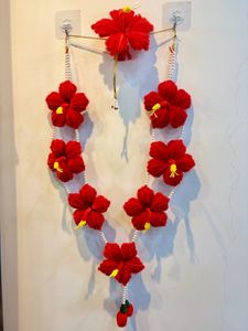 Red Floral hibiscus Garland mala