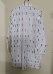 Men's White Printed Kurta