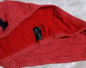 Red Patterned Briefs with Lace