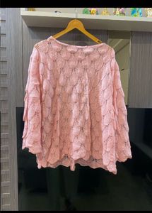 Pink Knit Overlay Top