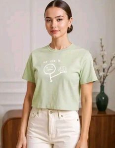 Shein Pastel Green Graphic T-Shirt
