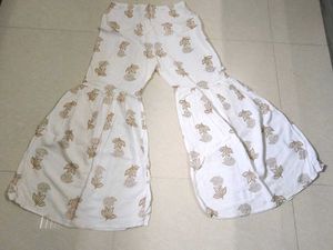 White Floral Print Sharara Pants