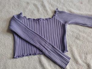 Lavender Ribbed Lettuce Trim Top