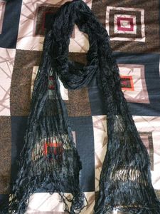 Elegant Black Scarf with Fringe