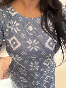 Stylish grey &amp; White Printed Kurta