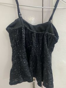 Sequin Embellished Black Peplum Top