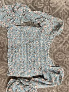 Floral Print Long Sleeve Crop Top