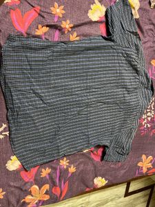 UNISEX Blue Plaid Short Sleeve Shirt