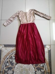 Elegant Maroon &amp; Gold Gown