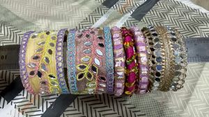 Embellished Mirror Work Bangles Set
