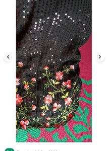 Stunning Black Floral Sequin Saree