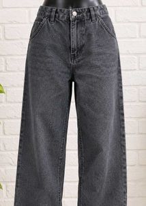 Stylish Grey Wide Leg Jeans