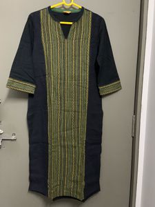 Aurelia Black Geometric Print Cotton Kurta