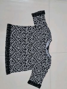 Floral Print Top with Lace Trim